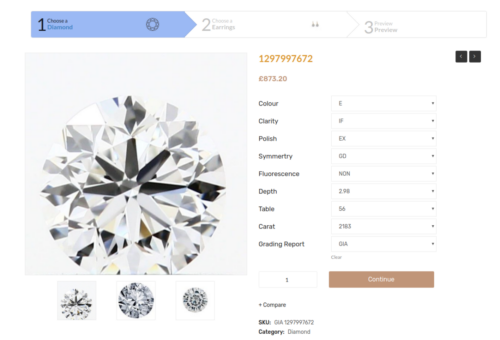 Step 1 selected diamond item page