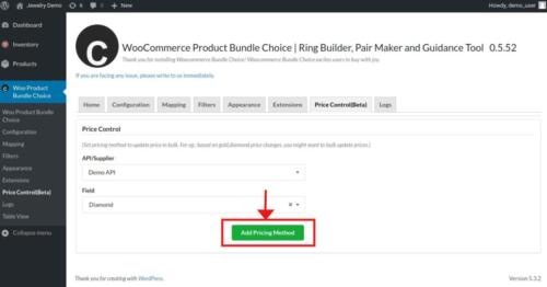 Add pricing method button
